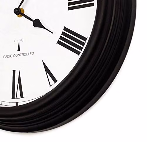 Primrose Black Radio Controlled Round Outdoor Garden Wall Clock, Diameter: 38 cm – 3