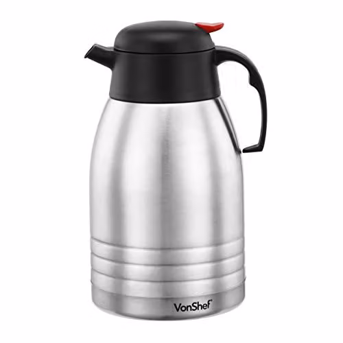 VonShef 2L Double Wall Insulated Stainless Steel Thermal Coffee and Tea Dispenser Jug in Silver – 4