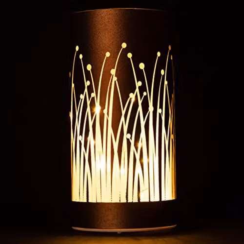 Shatchi Christmas Decorated Tabletop Vase Lamp with Etched Glass Forest Scene in Red and Copper, Height: 20 cm – 4