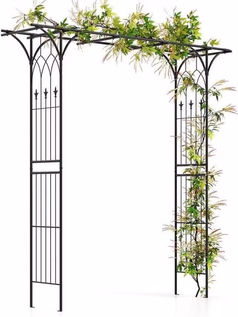 Kelvenix Metal Garden Arbor Archway in Black