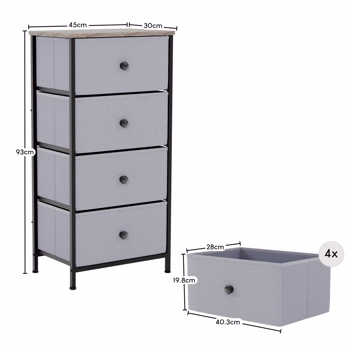 Vida Designs Chorley 4 Drawer Fabric Chest of Drawers in Beige – 2