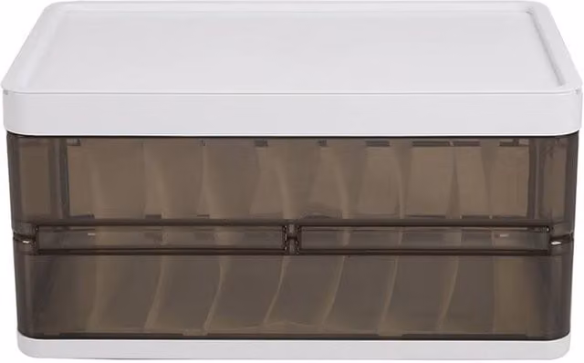 ExtraStar Foldable and Stackable Clothes Organiser Box with Dividers, Brown