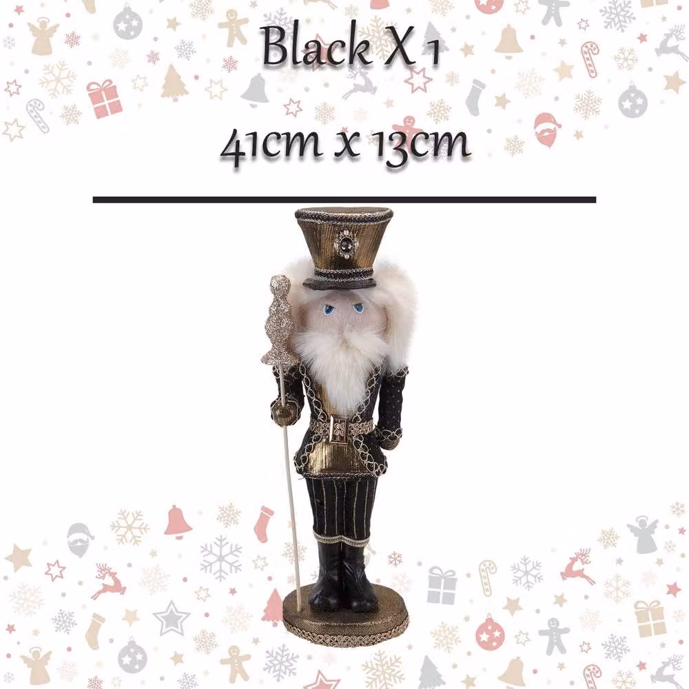 VFM e-Store Black Christmas Nutcracker Decoration, H 41 cm x W 13 cm x D 13 cm – 2