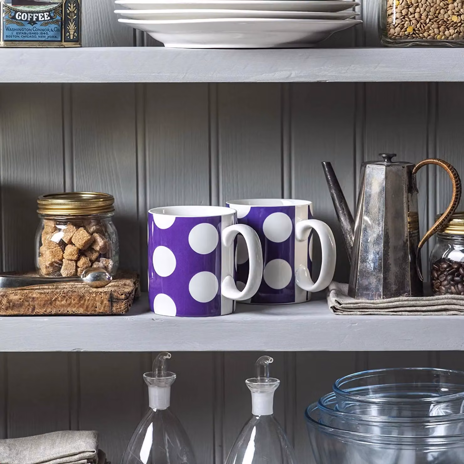 WM Bartleet & Sons Purple and White Dotted Porcelain Mug Set of 2, 568 ml per Mug – 3
