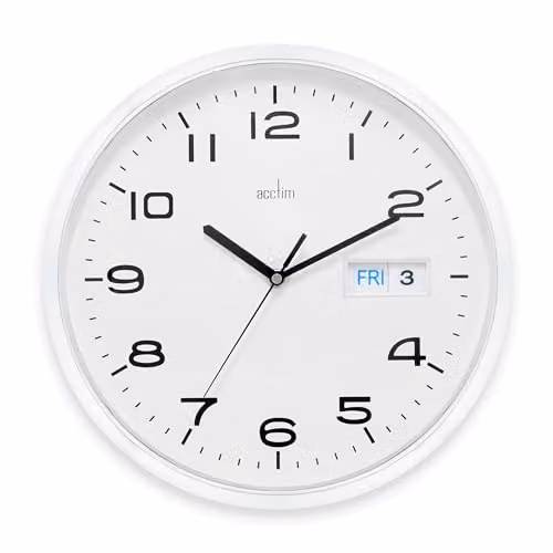 Acctim Supervisor Wall Clock, White, Diameter: 32 cm