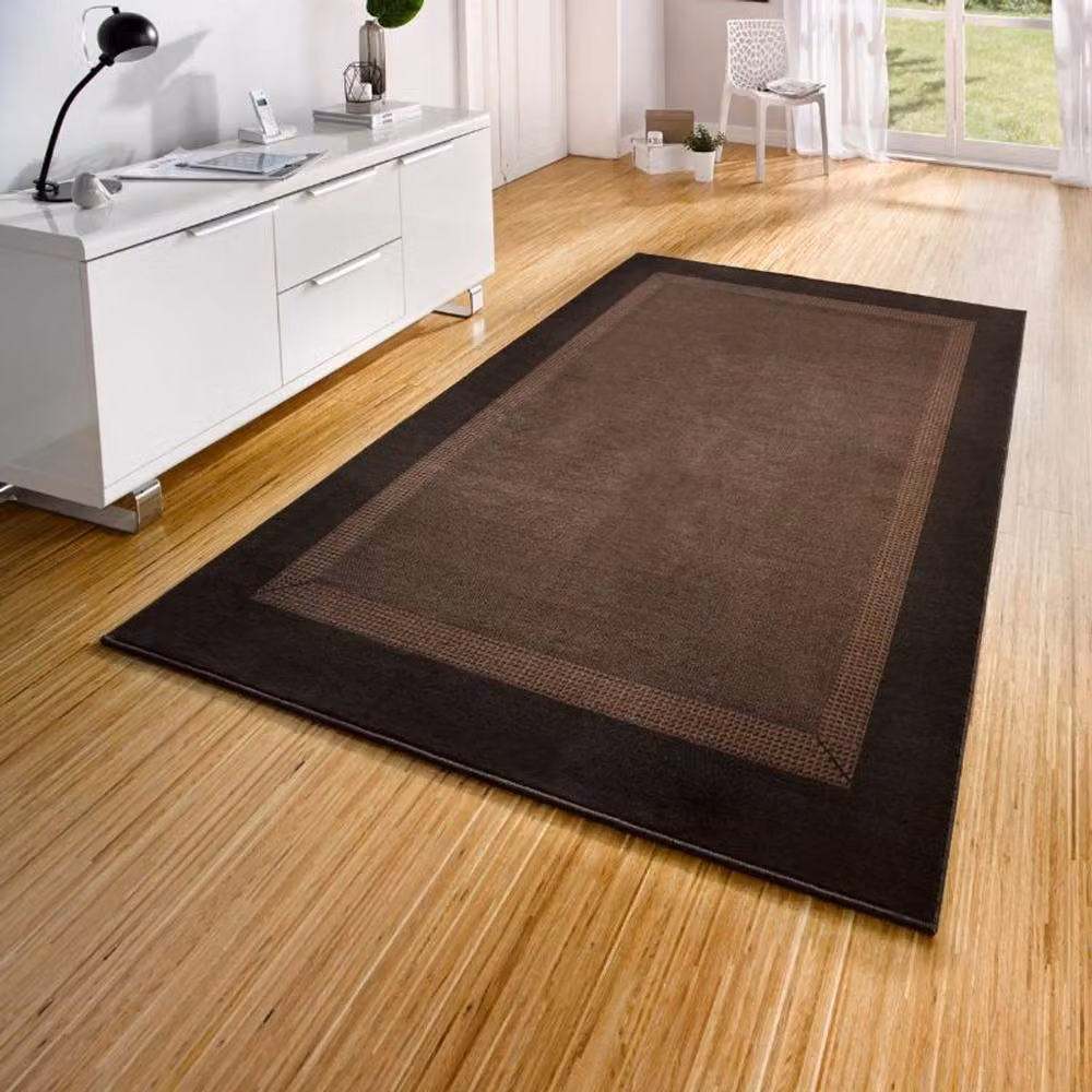 THE RUGS Designer Velours Band Brown Polypropylene Short Pile Runner, W: 80 cm, L: 400 cm – 2