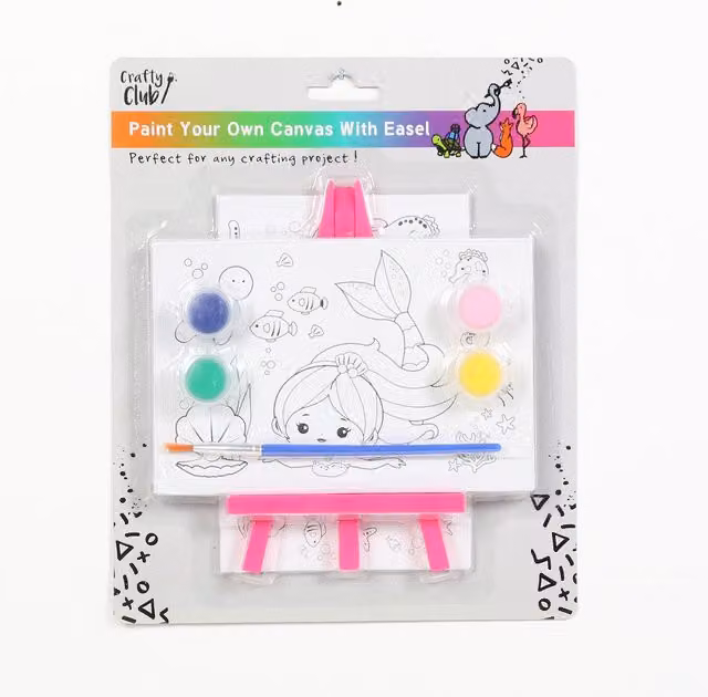 Crafty Club Paint Your Own Canvas with Easel, Multicolour Creative Set for Children