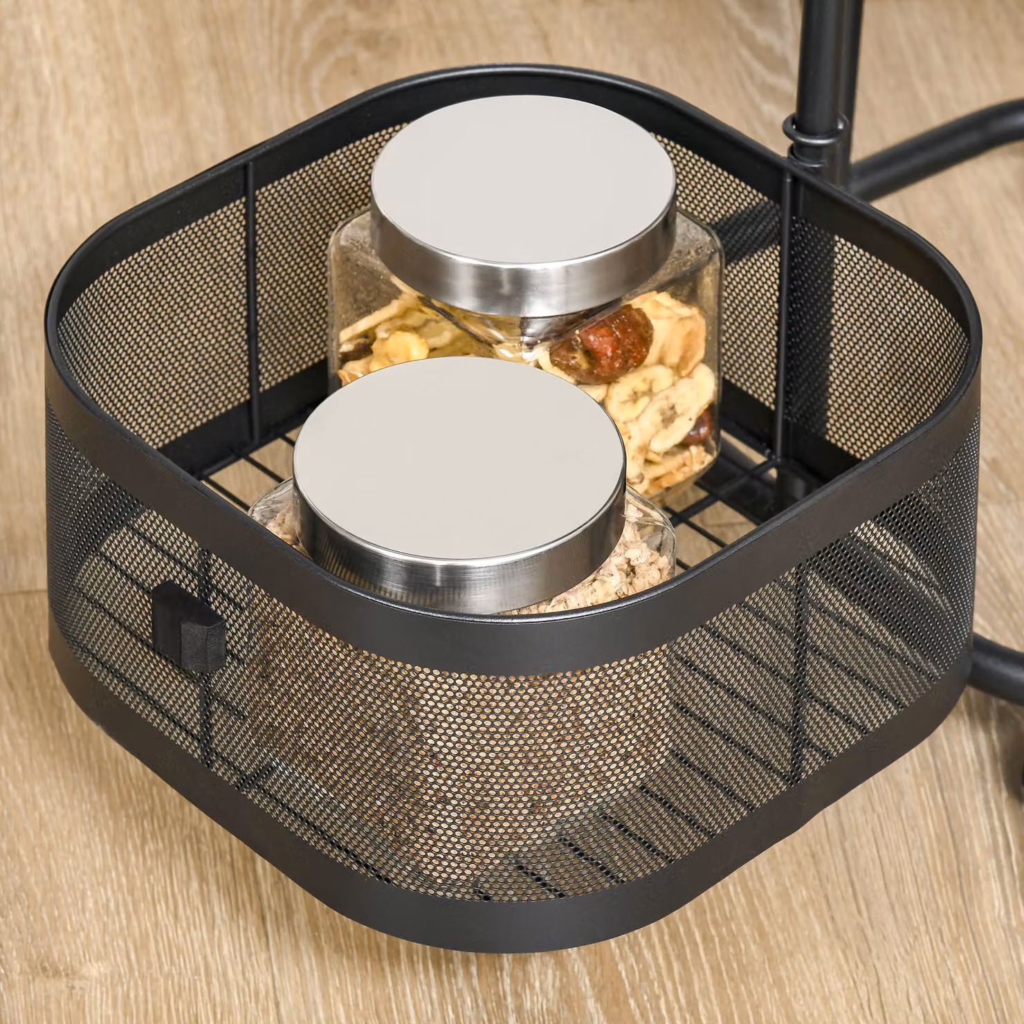 HOMCOM 4-Tier Metal Storage Cart with 4 Mesh Baskets and Top Tray, Black – 8