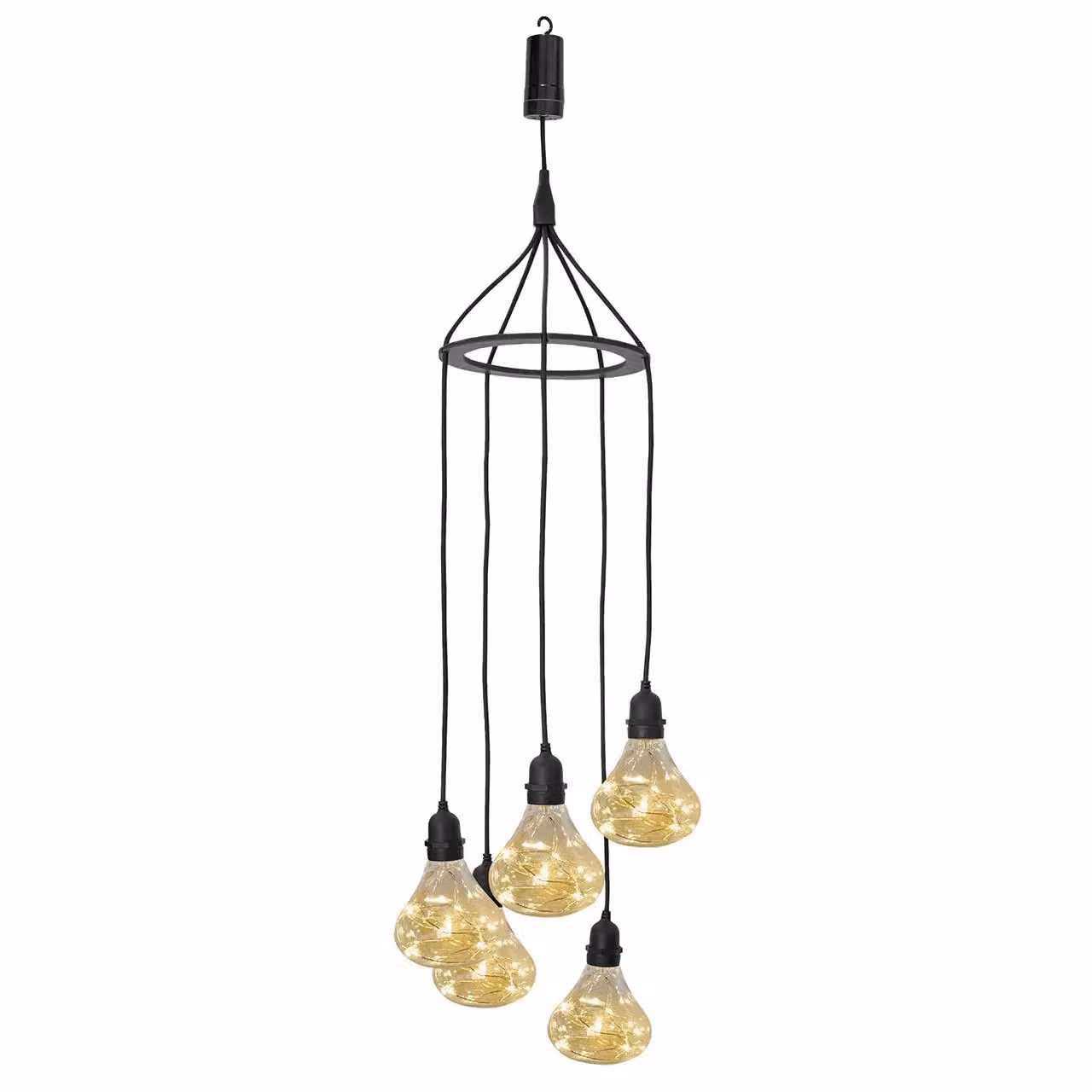 mysmartbuy Bubbles 5 Drop Pendant Light in Black with Warm White LED, Battery Powered and Weatherproof for Home or Garden – 2