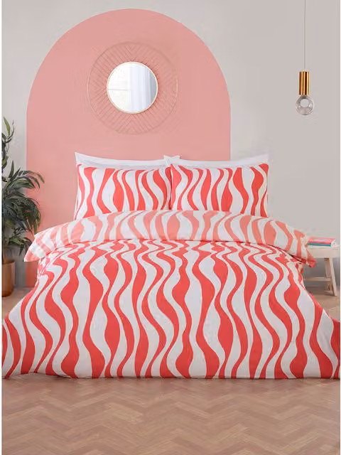 MyHome Kiko Reversible Striped Retro Duvet Cover, Pink, 90 x 200 cm