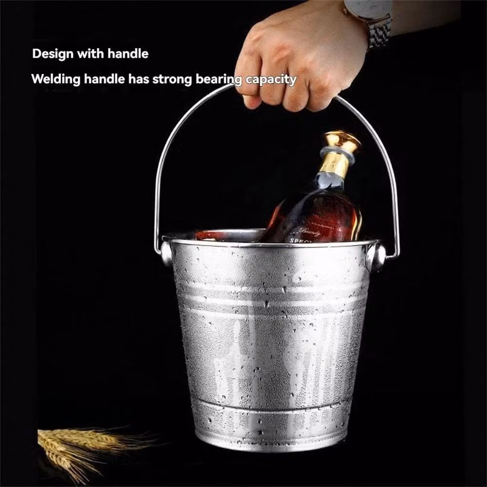 SPETLEK Stainless Steel Ice Bucket with Handle, Silver, 4 l – 4