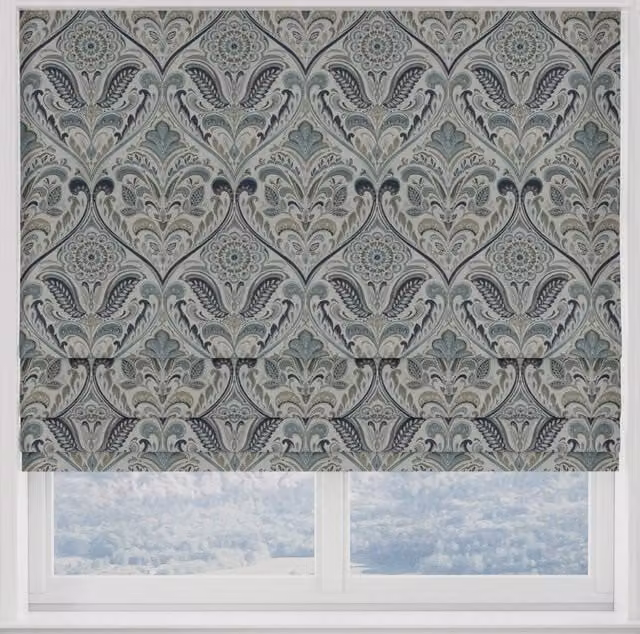 Terrys Hidcote Made to Measure Blackout Roman Blind in Blue Floral Polyester