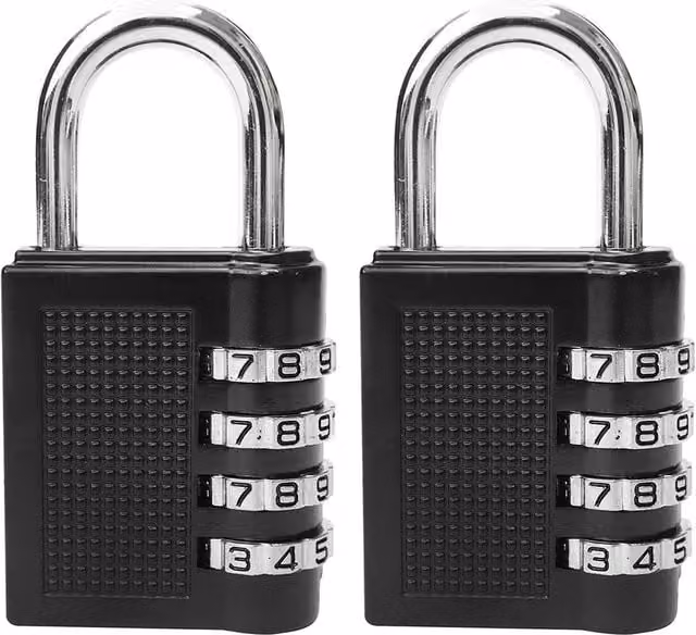 Neel Blue 4 Digit Combination Luggage Padlocks, Pack of 3, Black and Blue