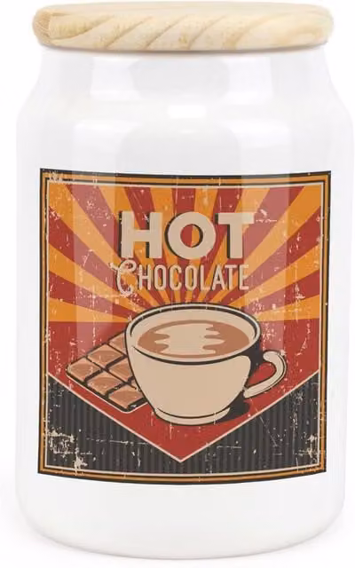 Purely Home Retro Drinks Ceramic Hot Chocolate Storage Canister in Red and White