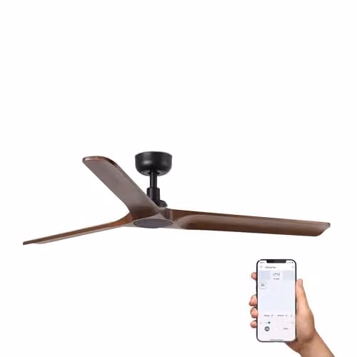Netlighting Heywalnut Large 3 Blade Ceiling Fan in Matt Black with Tuya Smart System