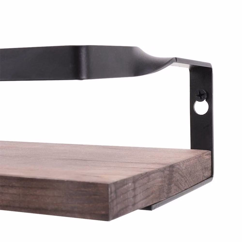 Kelvenix Set of 2 Brown Wooden Floating Wall Mounted Shelves – 3