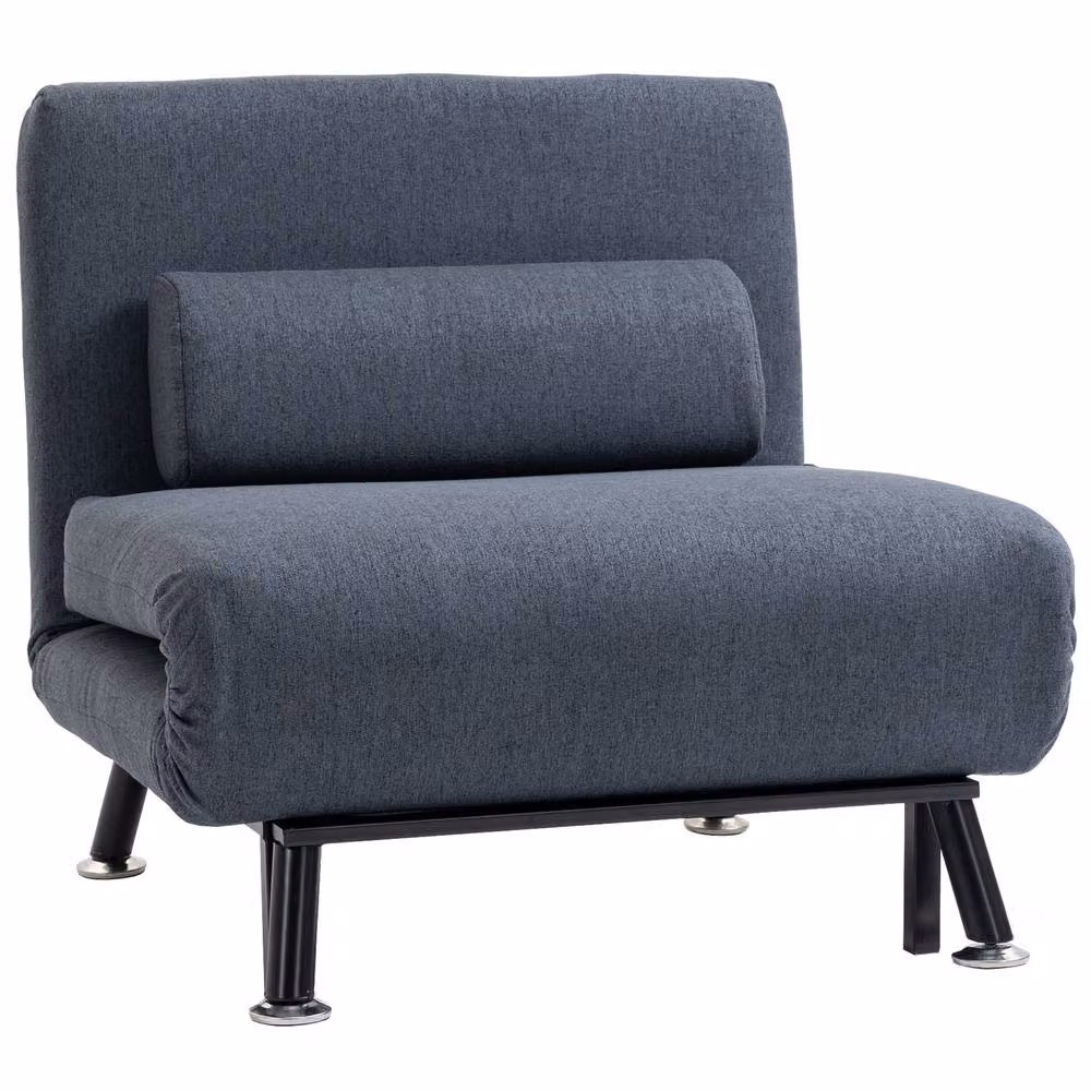 STILVORA 3-in-1 Grey Fabric Chair Bed with Adjustable Back, Foam Padding and Metal Frame – 5