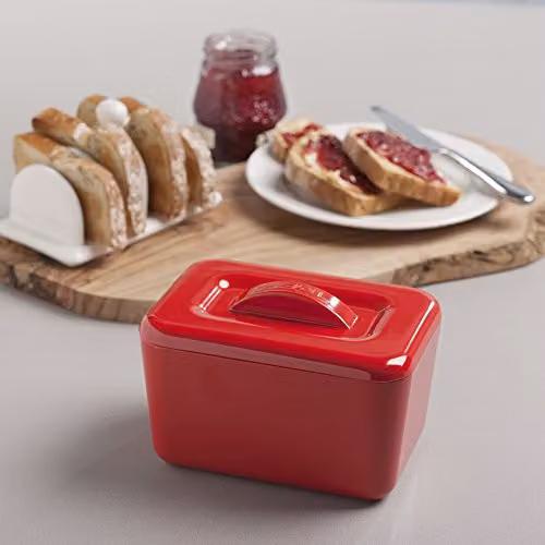 Zeal Melamine Insulated Butter Dish with Lid, Red – 2