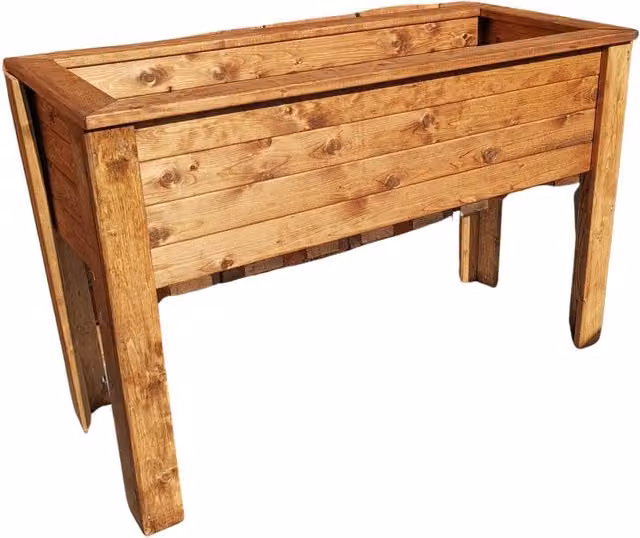 Samuel Alexander Brown Rustic Wooden Raised Flower Bed Planter for Vegetable, Herb or Ornamental Gardens, W/D/H: 109 x 41 x 41 cm – 1