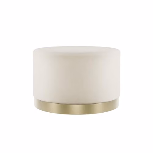 Lemon Pavilion Furniture Lara Velvet Upholstered Pouffe in Cream and Gold, W: 60.5 cm, D: 60.5 cm, H: 35.5 cm
