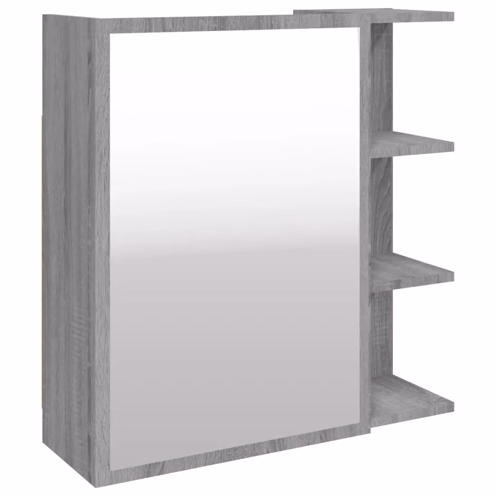 Berkfield Home Grey Sonoma Bathroom Mirror Cabinet, W: 62.5 cm, D: 20.5 cm, H: 64 cm – 2