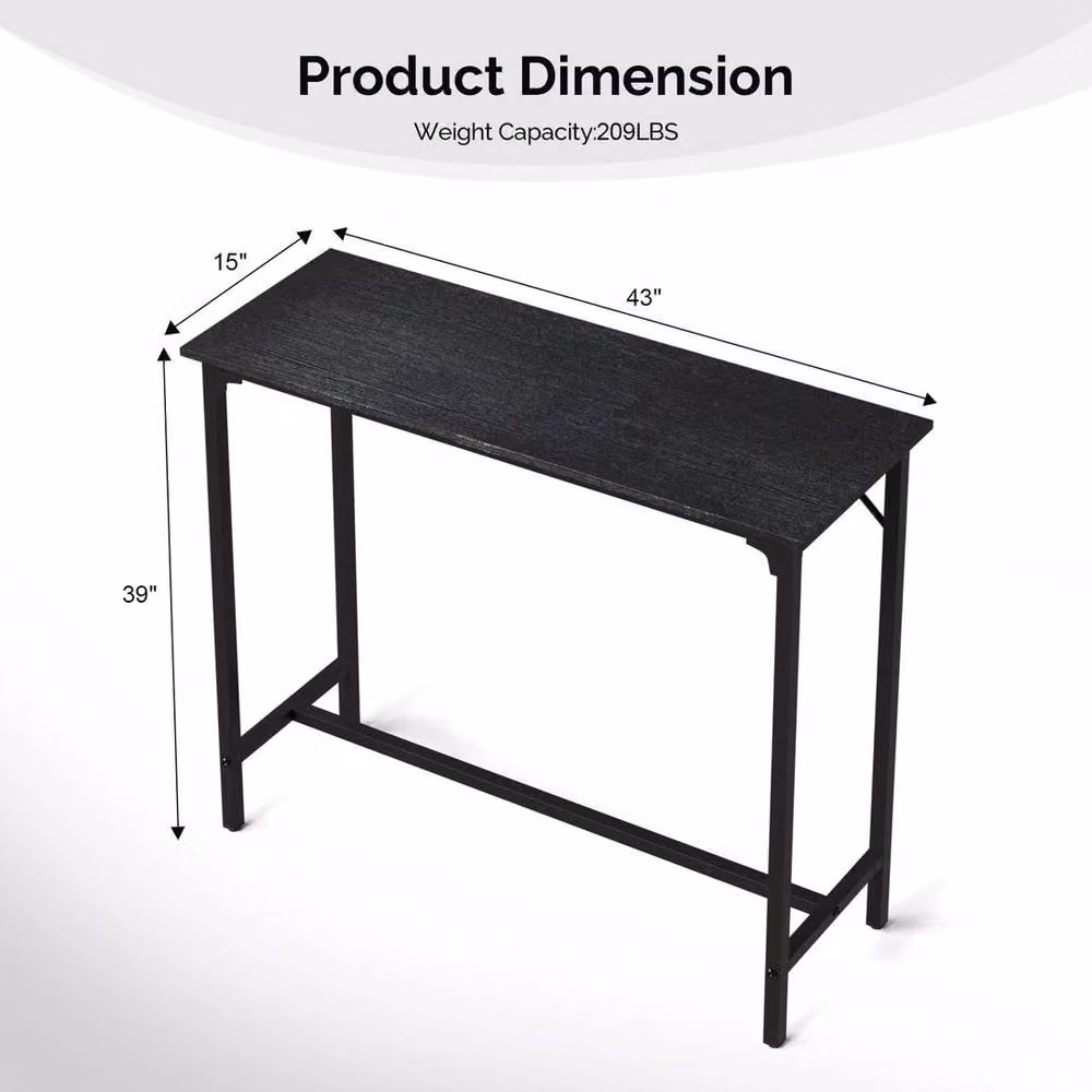 KORVIXA Black and Grey Kitchen Bar Table Counter Breakfast Dining Table – 2