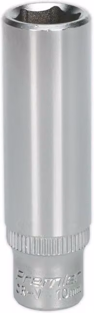 Loops 10mm Deep Drive Socket 1/4 inch Square Drive Chrome Vanadium Silver