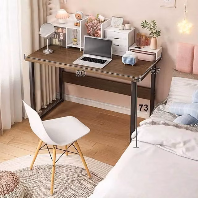 KORVIXA Computer Desk in Brown with Metal and Wood Construction, W: 100 cm, H: 73 cm – 1