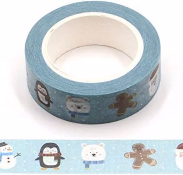 Syntego Christmas Friends Washi Tape, Blue, 1 Roll