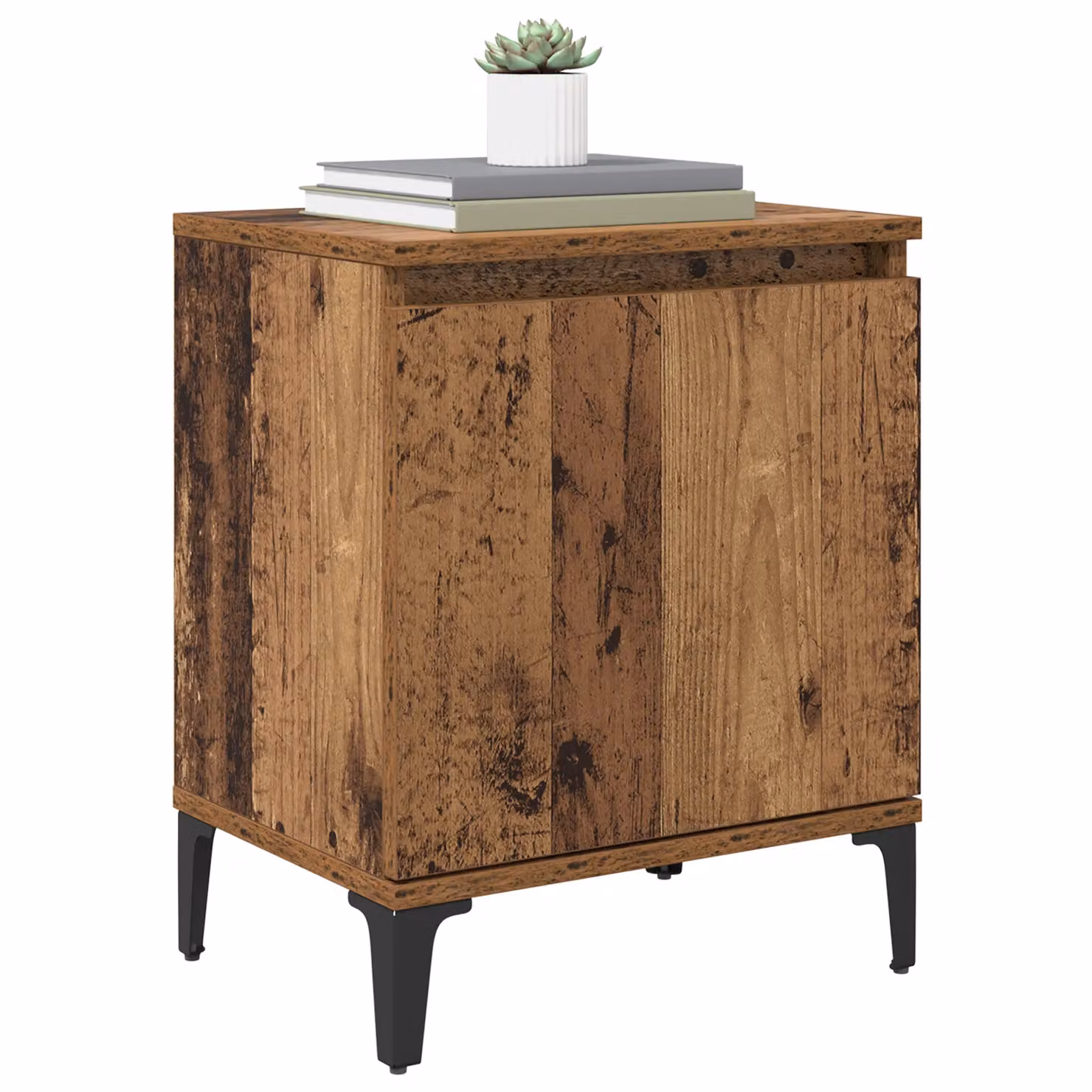 Berkfield Home Old Wood Nightstand in Brown, Solid Wood and Metal, W/D/H: 40 x 30 x 50 cm – 3