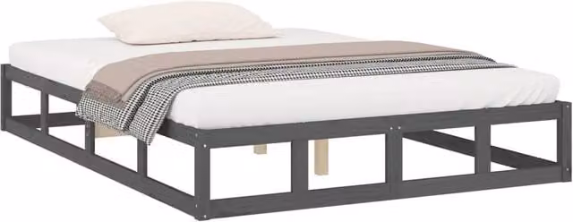 Berkfield Home Beautiful Bed Frame in Grey, Solid Pine Wood, W/D/H: 150 x 200 cm – 1