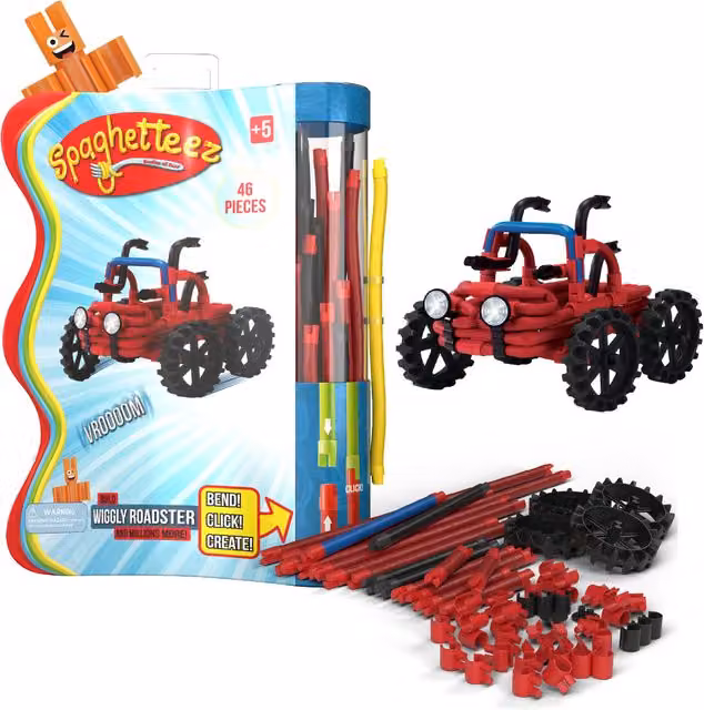 Spaghetteez Wiggly Roadster White Creative Connecting Vehicle Toy