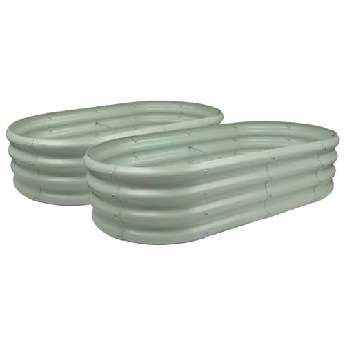 Harbour Housewares Pack of 2 Raised Garden Beds, Green Galvanised Steel Bottomless Planter Boxes, W: 120 cm, D: 60 cm, H: 30 cm – 1