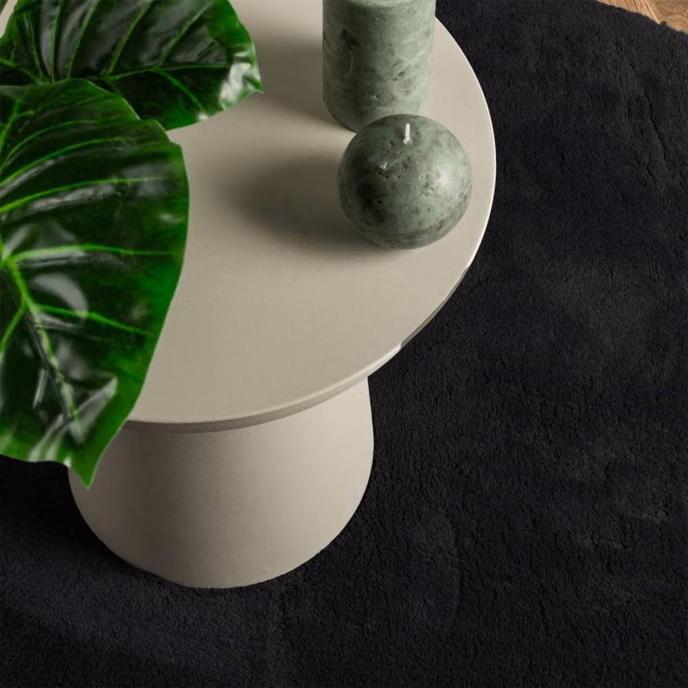 Berkfield Home HUARTE Round Short Pile Soft and Washable Rug, Black, Diameter: 80 cm – 3