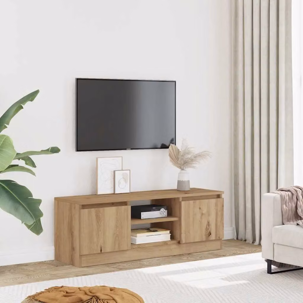 Berkfield Home Artisan Oak TV Cabinet in Brown, W/D/H: 102 x 30 x 36 cm – 3