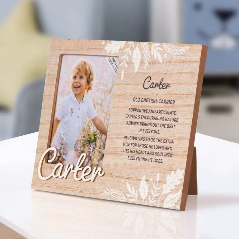 History & Heraldry Carter Pre-personalised Child's Picture Frame, Brown, W: 8.5 cm x H: 11 cm