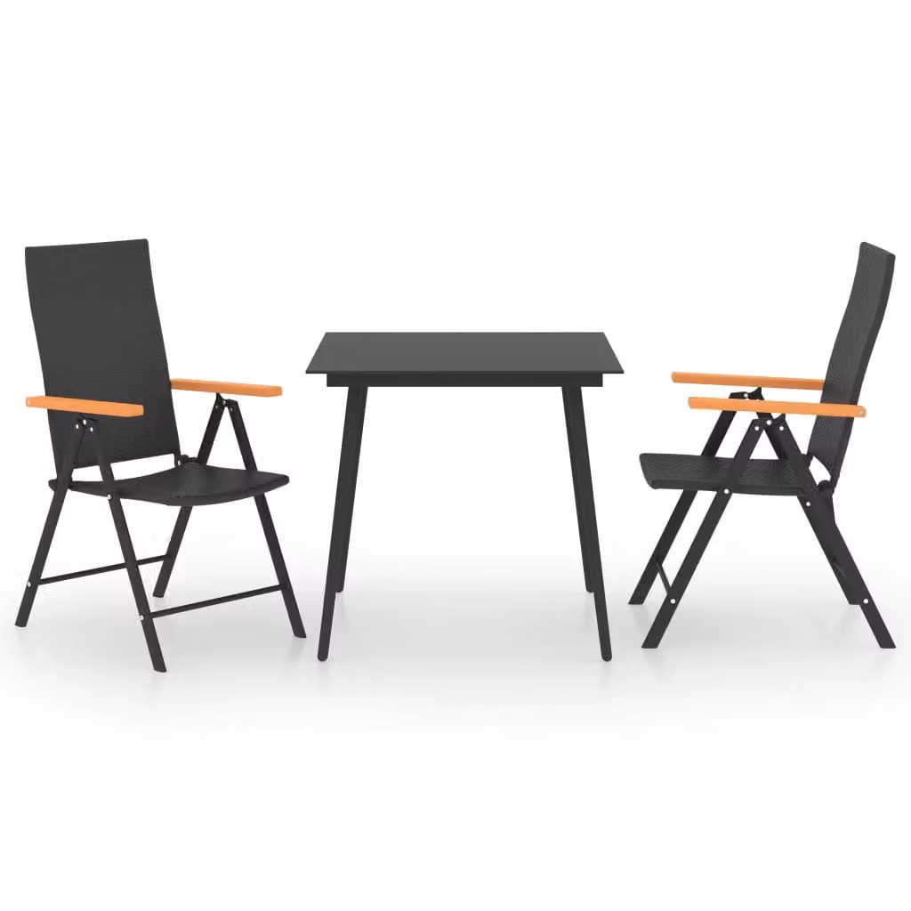 Berkfield Home 3 Piece Garden Dining Set in Black and Brown – 2