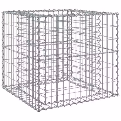 vidaXL Silver Galvanised Steel Gabion Basket W: 70 cm, D: 70 cm, H: 65 cm – 1