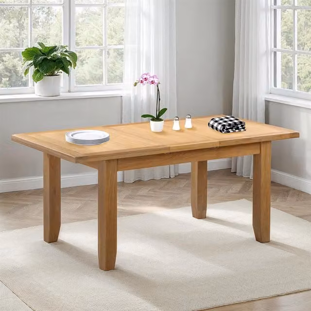 Seconique Windsor Extending Rectangular Dining Table in Natural Oak