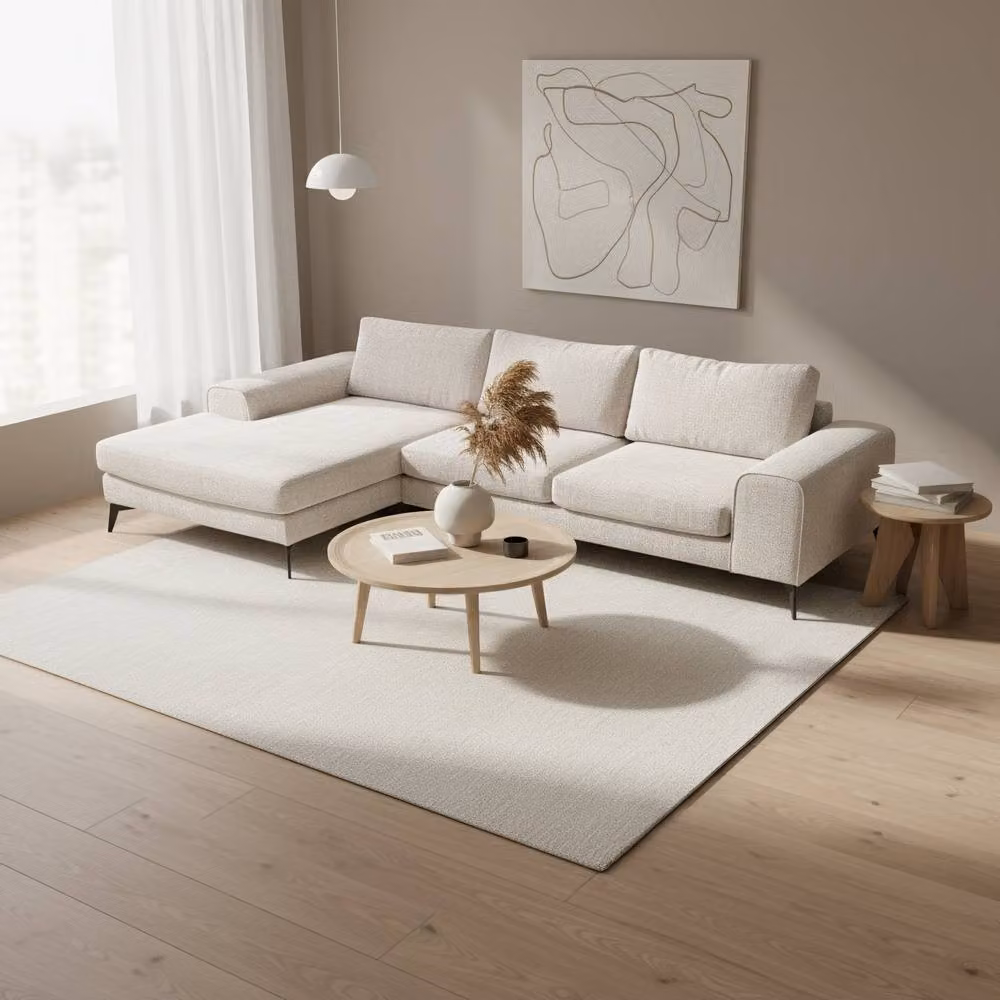 Abakus Direct Venice Chenille L-Shaped Corner Sofa in Grey or White, Left Facing – 3