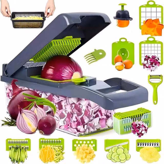 PAWNORA 16 in 1 Vegetable Chopper and Spiralizer in Grey