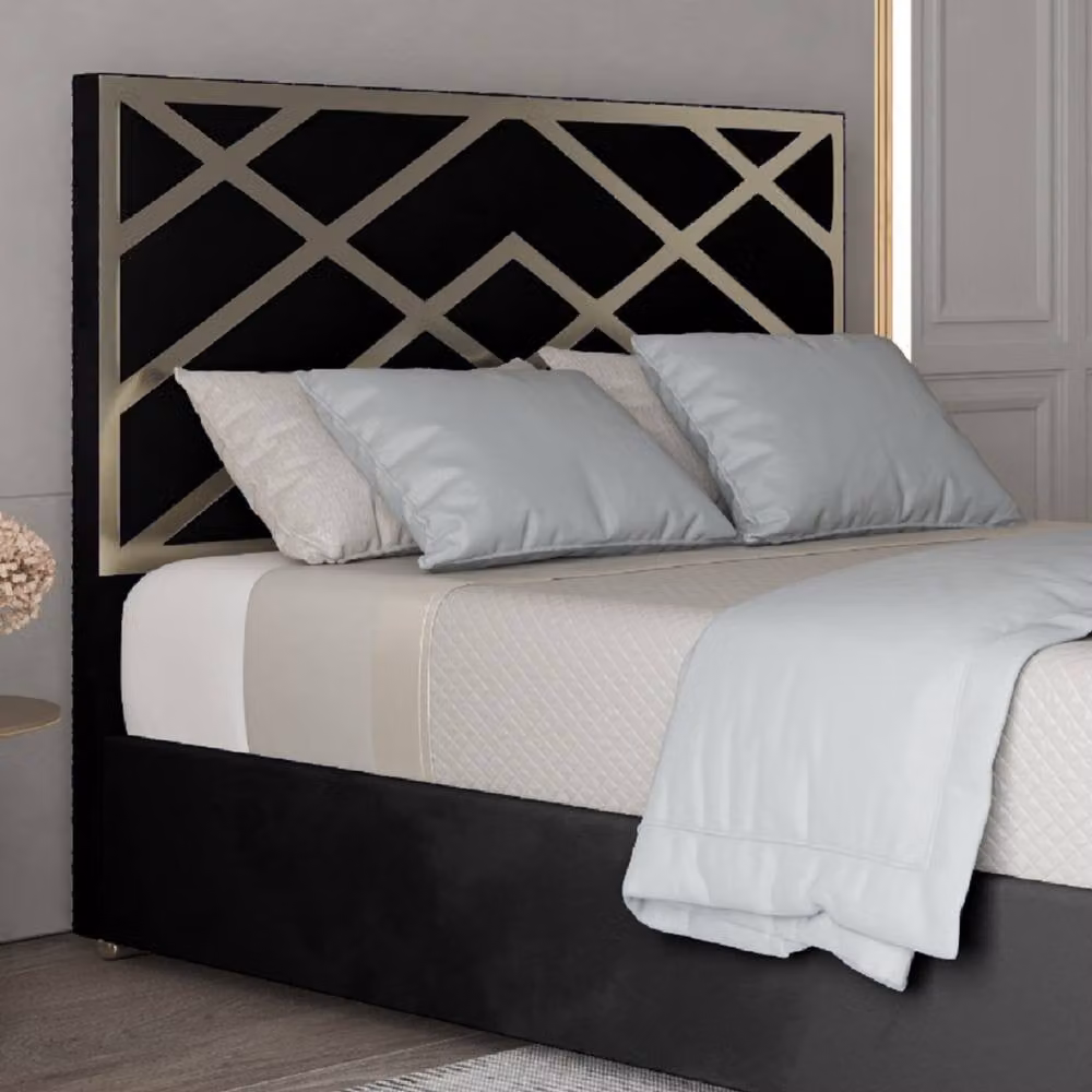 Casani Mallerstang Upholstered Velvet Designer Bed Frame with Metal Accents, W/D/H: 180 x 200 x 127 cm – 3