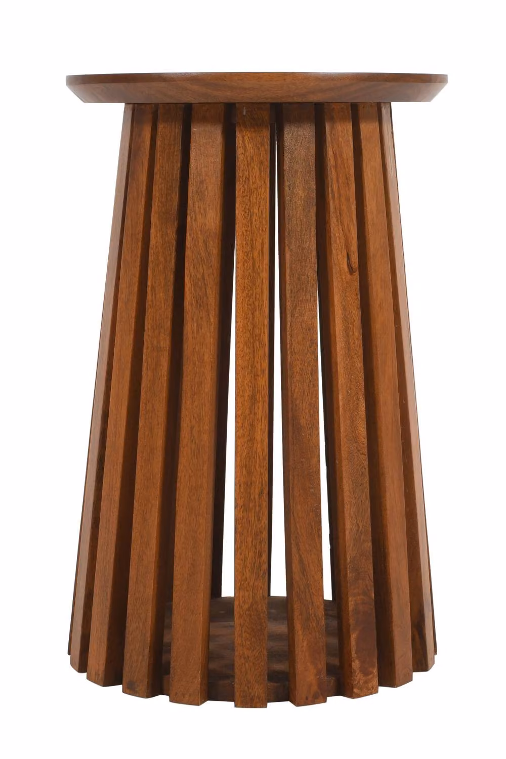 IH Design Tackley Round Solid Mango Wood Side Table in Brown – 2