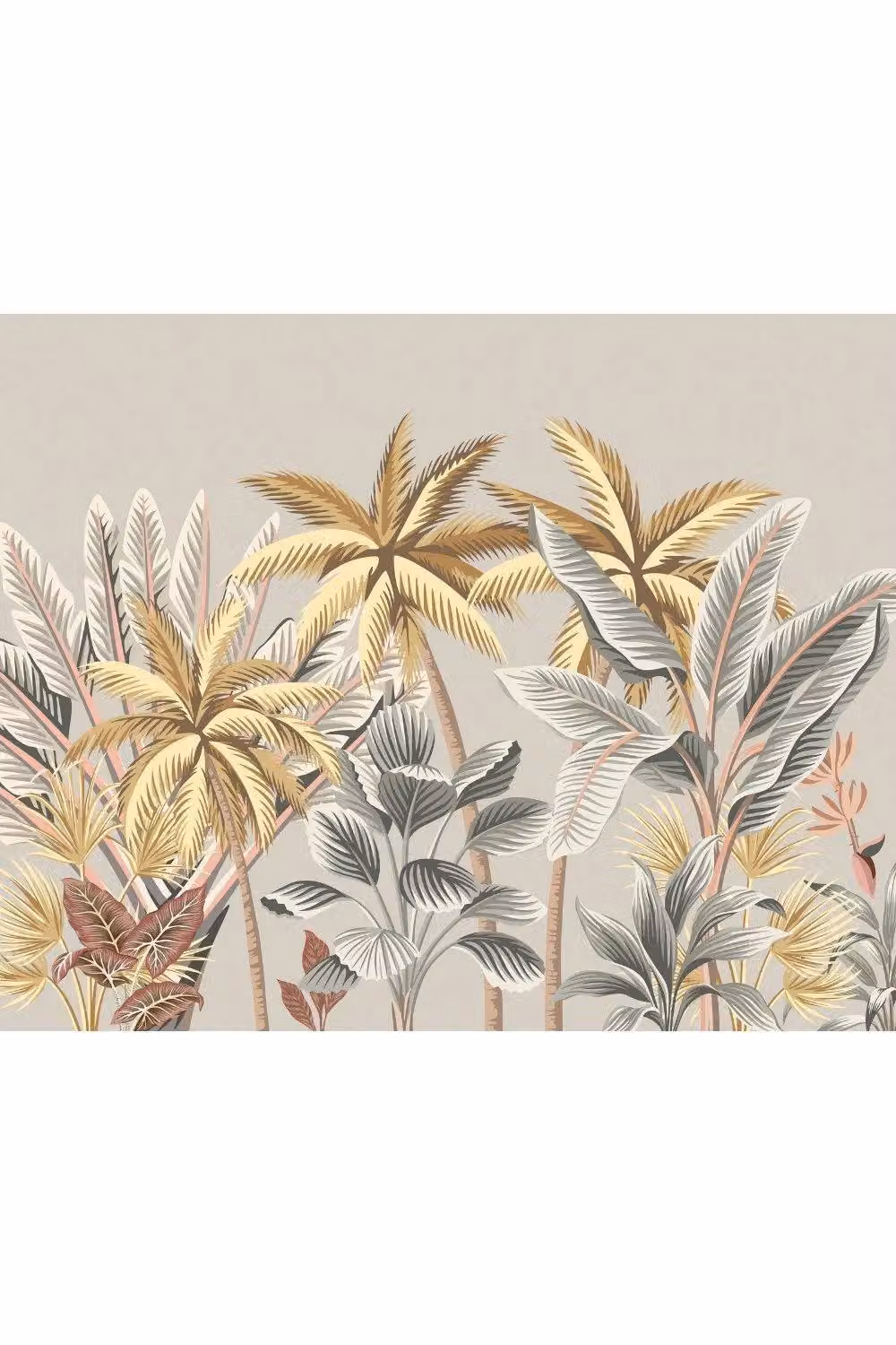 Origin Murals Tropical Palm Trees Floral Wall Mural in Grey and Multicolour, W: 350 cm, H: 280 cm – 2