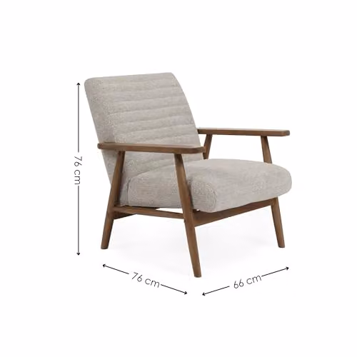 Julian Bowen Ivy Sand Fabric Armchair with Brown Wood Legs, W/D/H: 76 x 66 x 76 cm – 2