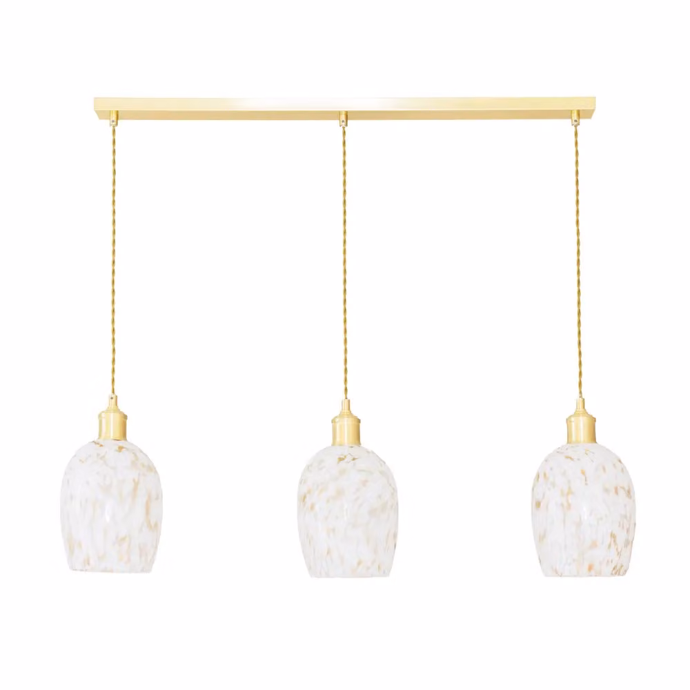 ValueLights India Confetti Glass 3 Drop Pendant Light with LED Bulbs in Gold and White – 2