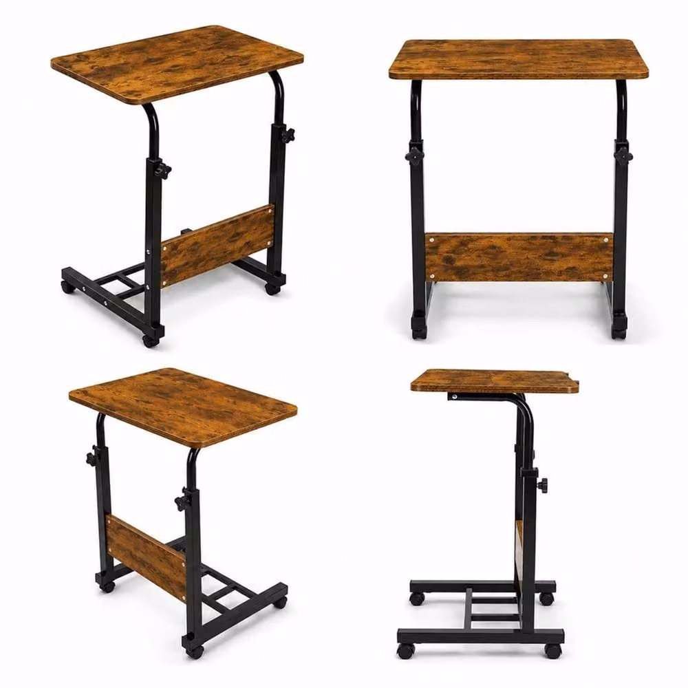 FORGEVIO Height Adjustable Laptop Desk with Walnut Wood Top and Black Metal Frame – 2