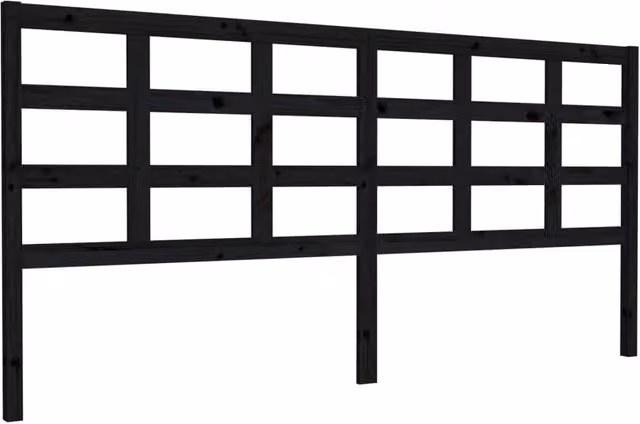 Berkfield Home Black Solid Pine Wood Bed Headboard, W: 205.5 cm, D: 4 cm, H: 100 cm – 1