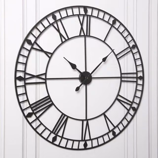 Home Garden Direct EOS Skeleton Wall Clock with Roman Numerals in Gold and Black, W/D/H: 100 x 100 x 1 cm – 1