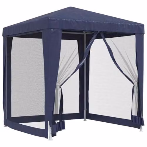 vidaXL Party Tent in Blue with 4 Mesh Sidewalls, W: 200 cm, D: 200 cm, H: 240 cm
